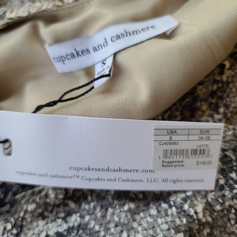 CUPCAKES & CASHMERE Candice Snakeskin Mini Dress S Two Way Sequin Cami Slip Y2K - Picture 8 of 15